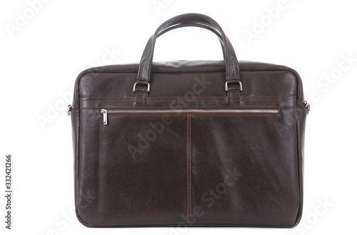 man s expensive elegant briefcase on a white background