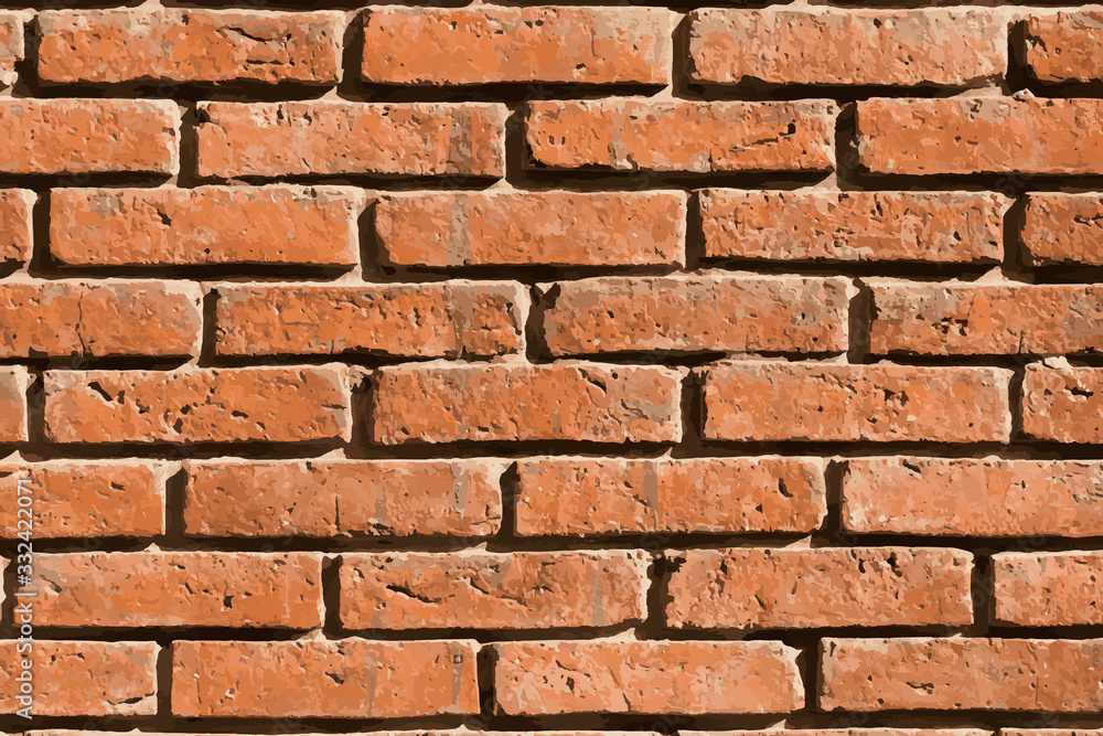 Obraz premium Grunge red brown texture as brick wall shape background (Vector). Use for decoration, aging or old layer