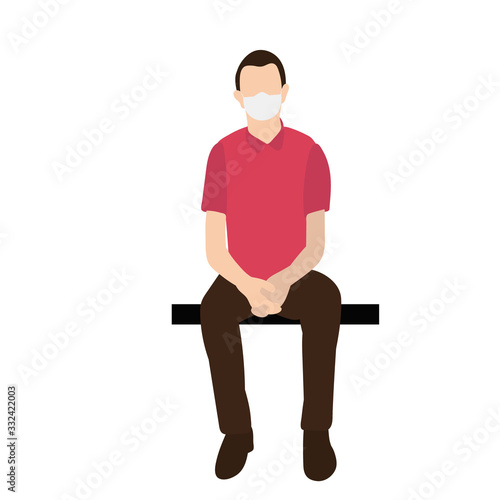 isolated, man sitting in medical masks, illness