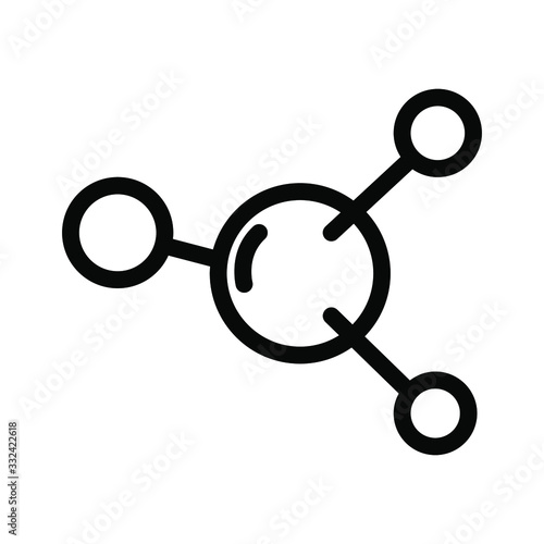 Atom icon , neutron dna vector emblem isolated illustration, science template logo , outline solid background white