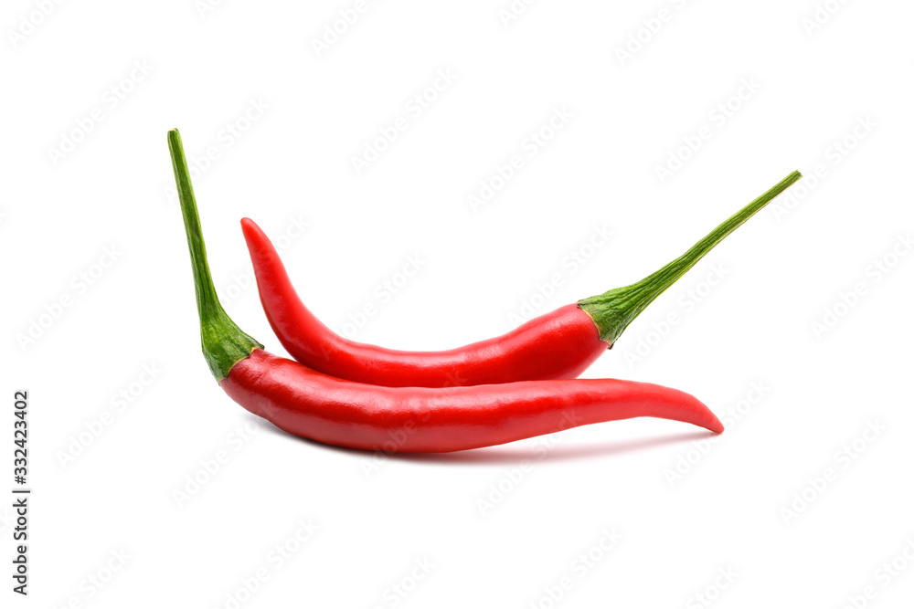 Close up chili pepper isolated on white background.