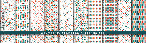 Geometric seamless pattern set. Vector background. Orange and Brown. 幾何学パターンセット 