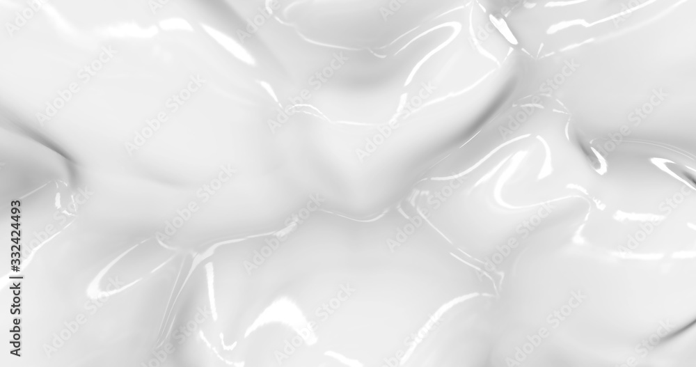 Liquid abstract white background. Smooth glossy texture 3D rendering 3D illustration