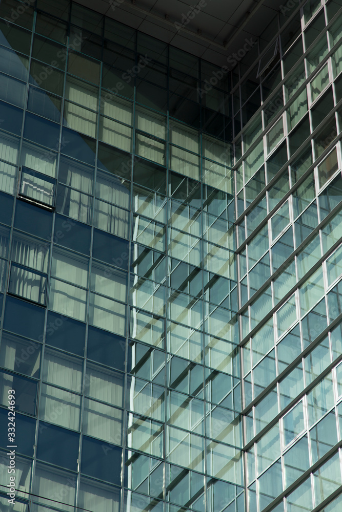 Glass silhouettes of a modern office building.