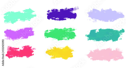 Colorful pink blue red green yellow watercolor splash set for your design, vector.
