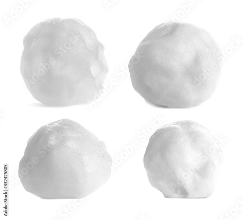 Fototapeta Set snowball isolated on white, with clipping path