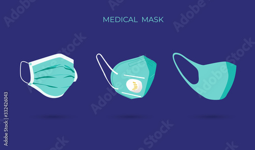 Protective breathing medical respirator mask against the virus. Stop coronavirus. Coronavirus outbreak. Medical concept. Vector illustration EPS 10