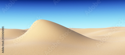 Smooth sand hill with waves under clear blue sky