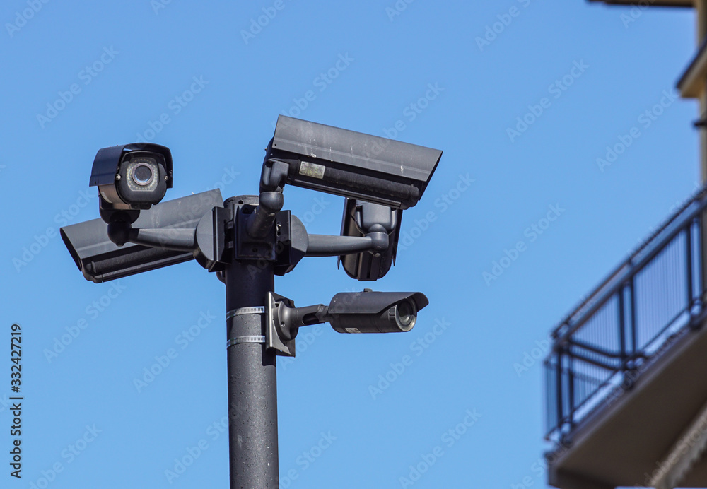 Security cameras on the pole . tvcc Sourveillance Security cameras on the pole . tvcc Sourveillance
