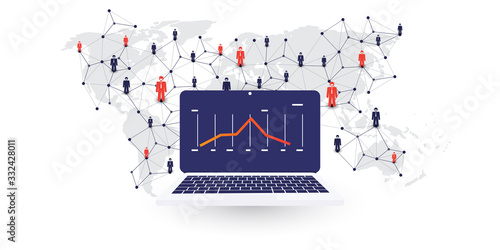 Corona Virus Infection Spreading Around the World- Infected Employees, Health Problems, Impact on Global Economy - Design Concept with Businessmen and Bar Chart Showing Results Stop Growing