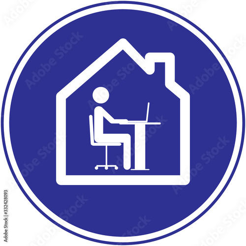 Work from home COVID-19 virus outbreak. Social distancing business. Icon vector illustration