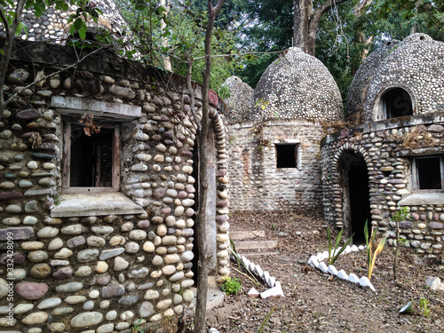 Stone Meditation Caves in the Beatles Ashram, in Rishikesh