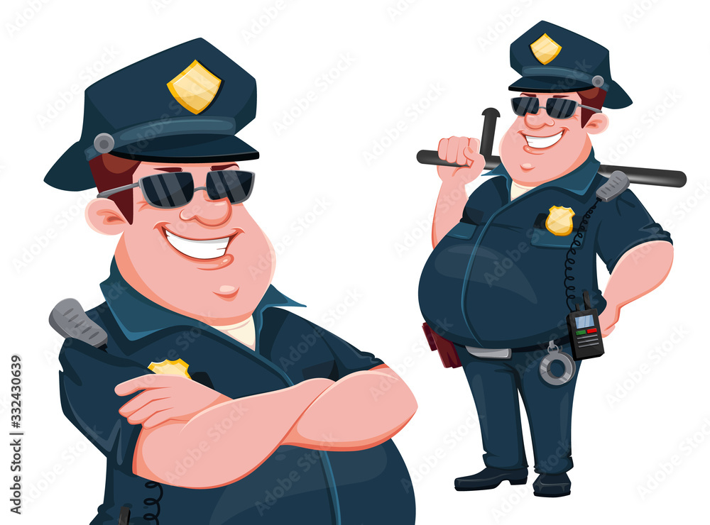 Police officer. Funny cartoon character