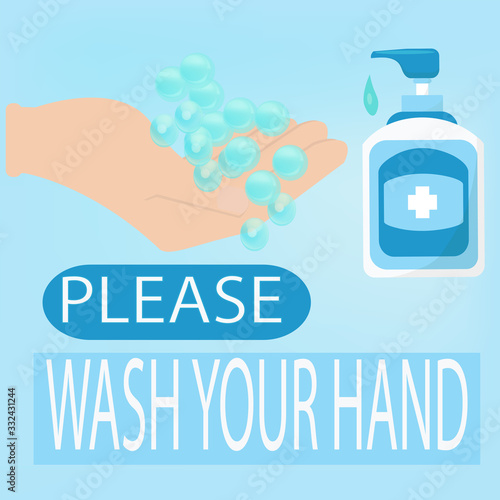 vector illustration please Wash your hands mandatory sign,Washing hands properly infographic, Cleanliness and body care concept