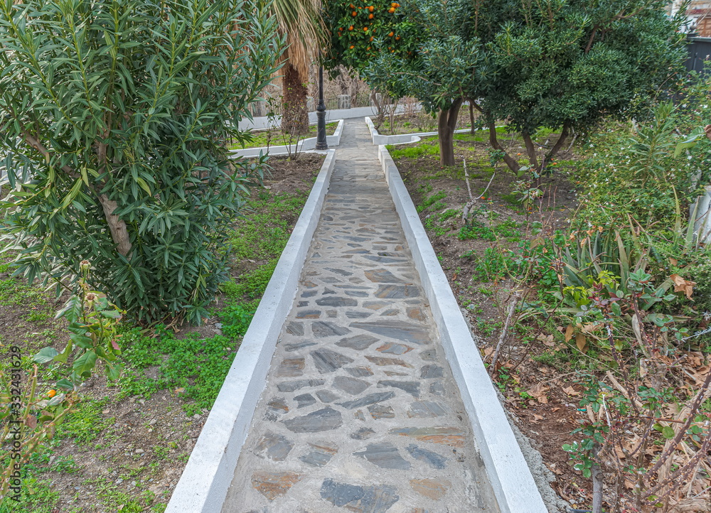 View of walking trail on park of View of walking trail on park of