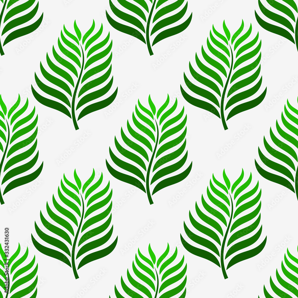 Green palm leaves pattern.