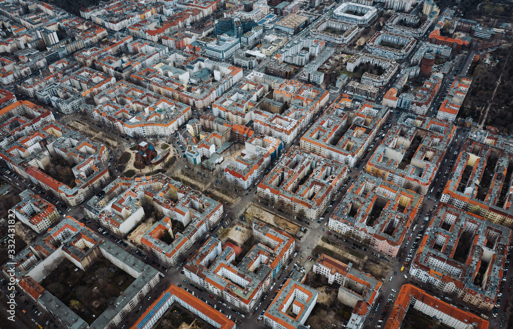 Fototapeta premium aerial photo of houses in big city