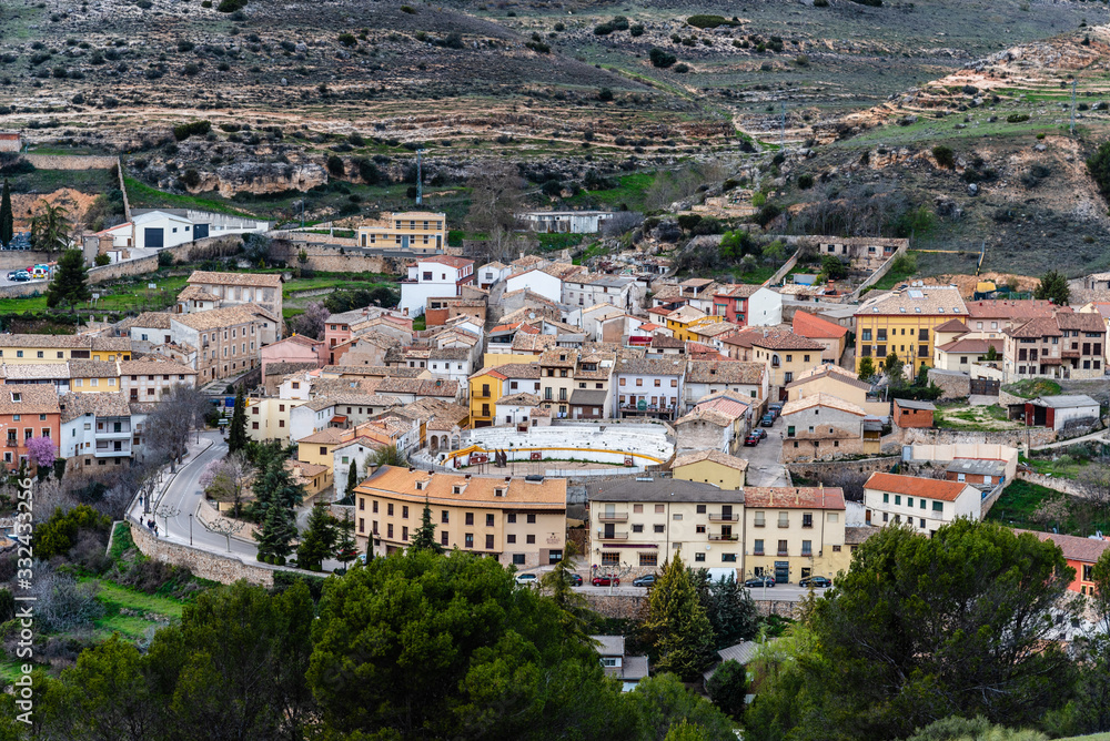 Aerial view of the medieval town of Pastrana