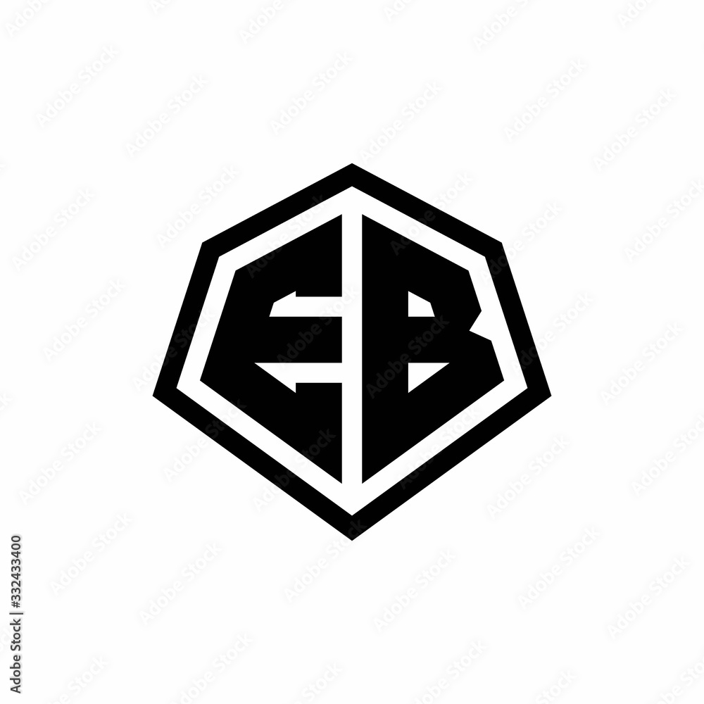 EB monogram logo with hexagon shape and line rounded style design template EB monogram logo with hexagon shape and line rounded style design template