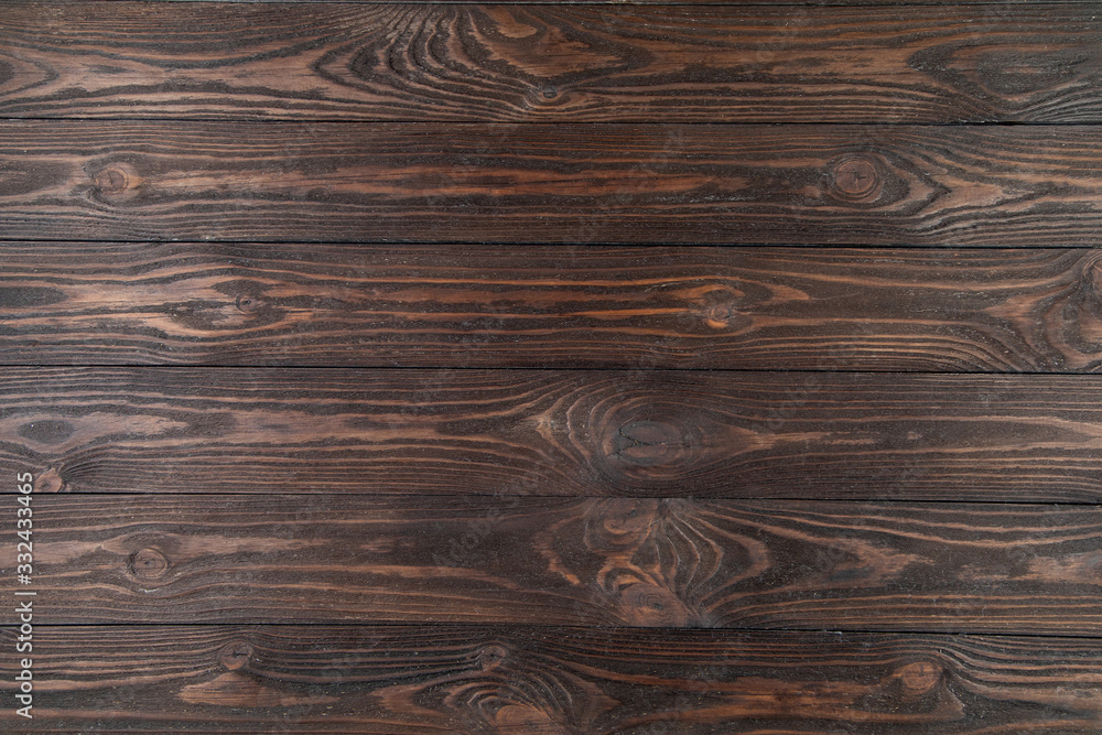 Wood Texture, Wooden Plank Grain Background, Striped Timber Desk Close Up, Old Table or Floor, Brown Boards