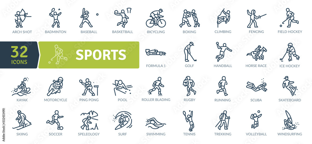 Sports Icons Pack. Thin line icons set. Flaticon collection set. Simple vector icons Sports Icons Pack. Thin line icons set. Flaticon collection set. Simple vector icons