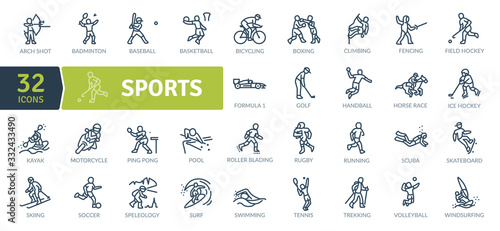 Sports Icons Pack. Thin line icons set. Flaticon collection set. Simple vector icons