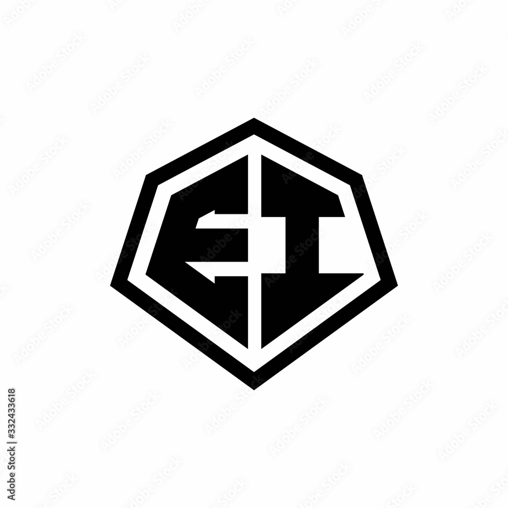 EI monogram logo with hexagon shape and line rounded style design template EI monogram logo with hexagon shape and line rounded style design template