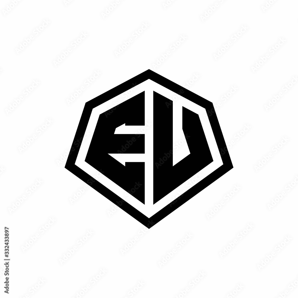 EV monogram logo with hexagon shape and line rounded style design template EV monogram logo with hexagon shape and line rounded style design template