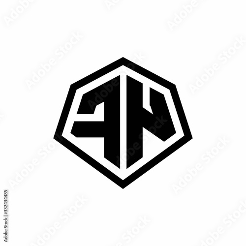 FN monogram logo with hexagon shape and line rounded style design template