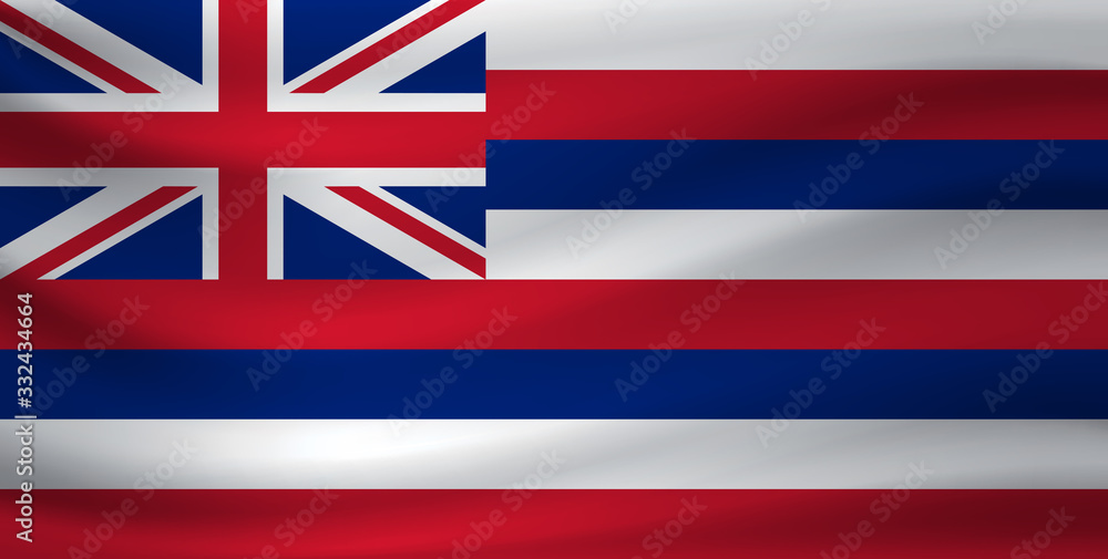 Waving flag of Hawaii. Vector illustration