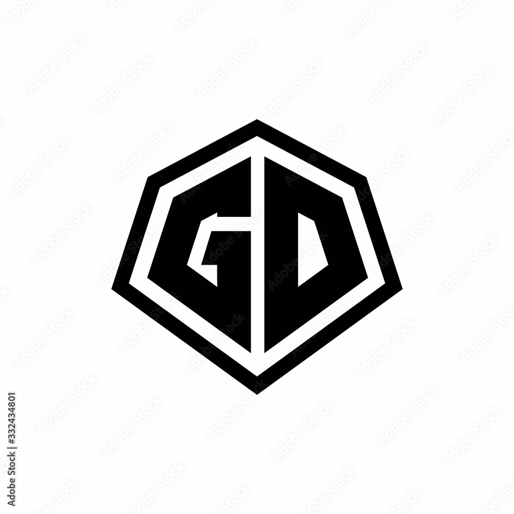 GD monogram logo with hexagon shape and line rounded style design template GD monogram logo with hexagon shape and line rounded style design template