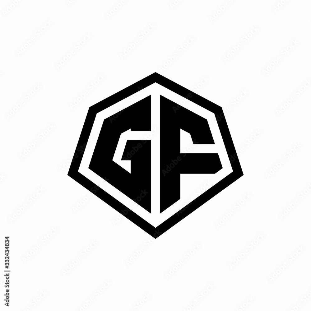 GF monogram logo with hexagon shape and line rounded style design template GF monogram logo with hexagon shape and line rounded style design template