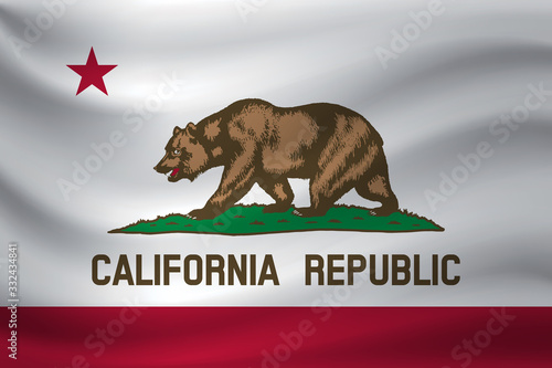 Waving flag of California. Vector illustration
