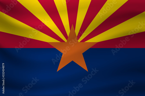 Waving flag of Arizona. Vector illustration