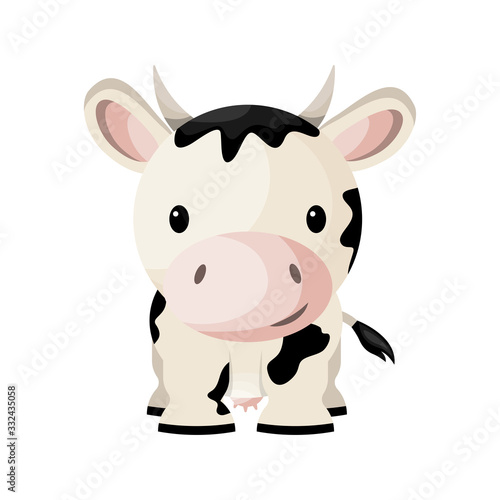 Cartoon cute baby cow  vector illustration