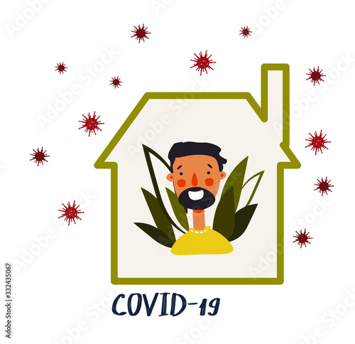 Man at home, concept temporarily concept of isolation itself. Everyone stays home during Covid-19.