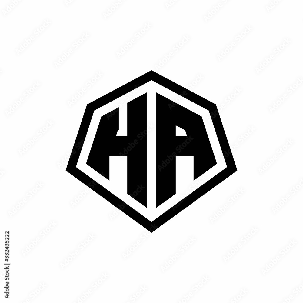 HA monogram logo with hexagon shape and line rounded style design template HA monogram logo with hexagon shape and line rounded style design template