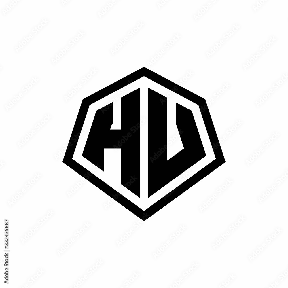 HV monogram logo with hexagon shape and line rounded style design template HV monogram logo with hexagon shape and line rounded style design template