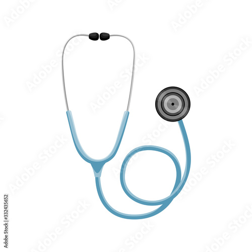 Cartoon blue medical stethoscope, vector illustration
