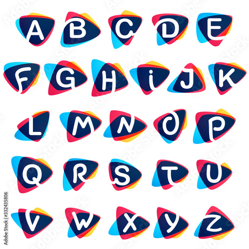 Alphabet in dynamic triangle intersection shape.
