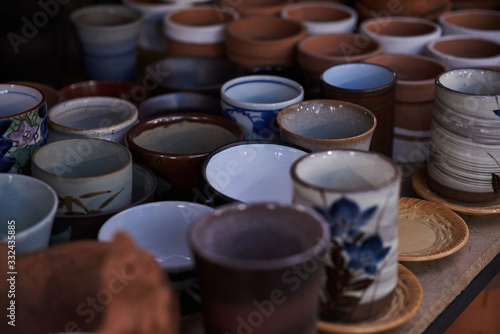 Lots of ceramic cup in retail shop