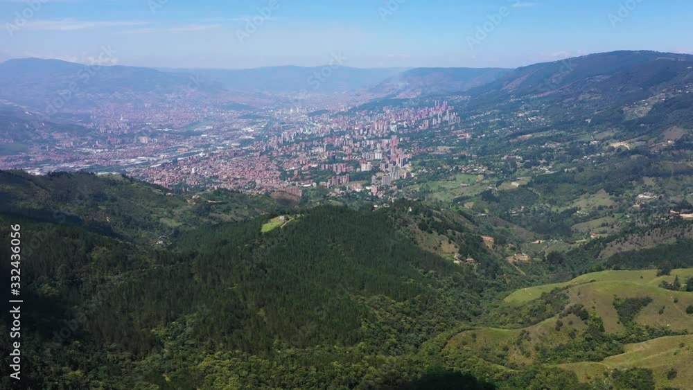 Aerial view of the city of Medellin, which is located in the Andes Mountains Aerial view of the city of Medellin, which is located in the Andes Mountains