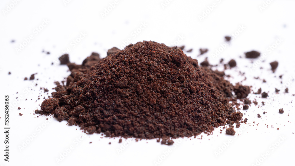 Coffee or chocolate powder isolated on white background Coffee or chocolate powder isolated on white background