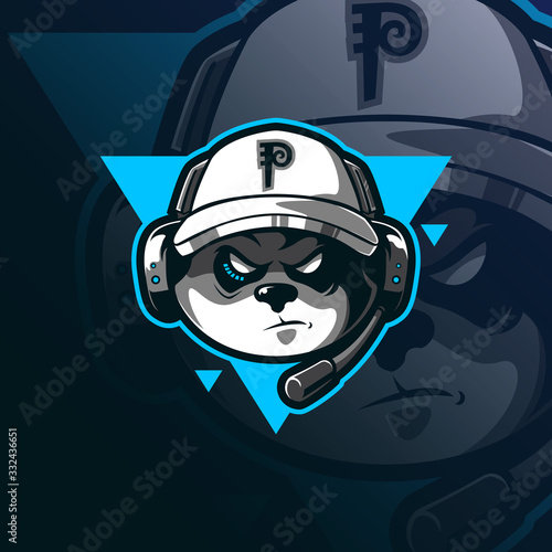 gamers mascot logo design vector with modern illustration concept style for badge, emblem and tshirt printing. panda head illustration for sport and esport team.