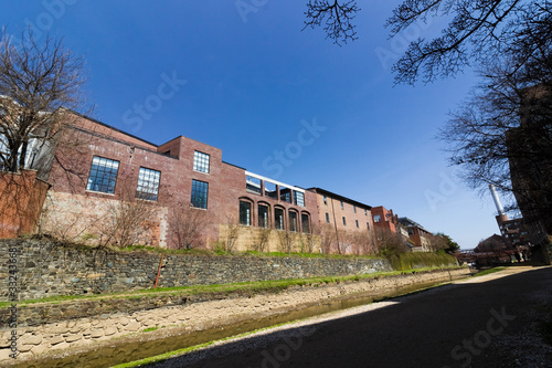 Spring vista from the Chesapeake & Ohio Canal towpath in Georgetown, Washington DC