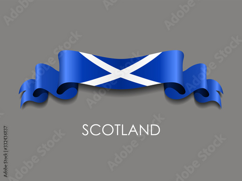 Scottish flag wavy ribbon background. Vector illustration.