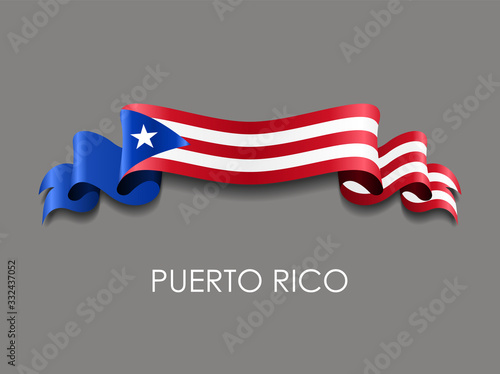Puerto Rican flag wavy ribbon background. Vector illustration.