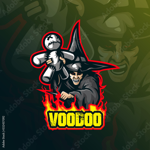 voodoo mascot logo design vector with modern illustration concept style for badge, emblem and tshirt printing. voodoo illustration for sport team.