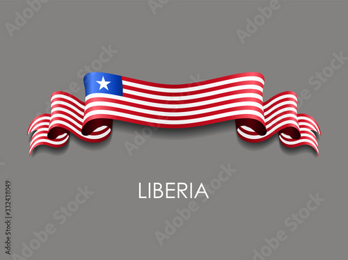 Liberian flag wavy ribbon background. Vector illustration. photo