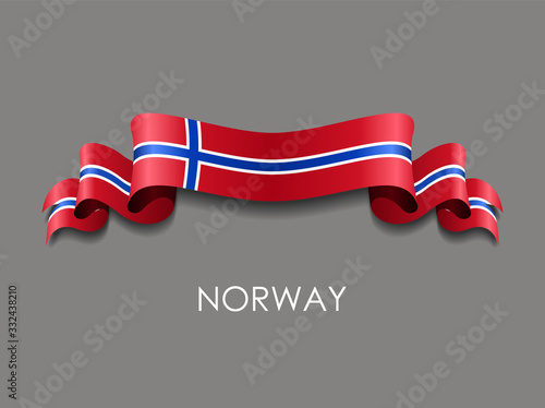 Norwegian flag wavy ribbon background. Vector illustration.